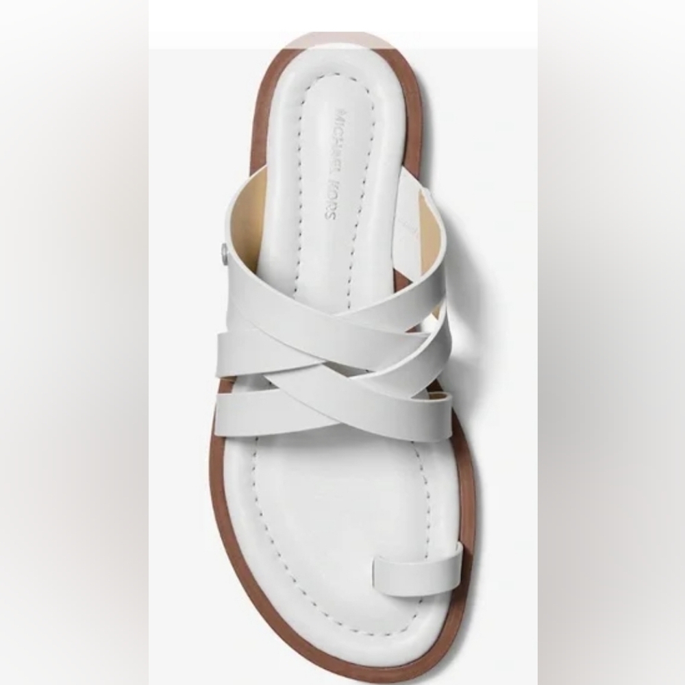 Michael Kors White Cross-Strap Sandals